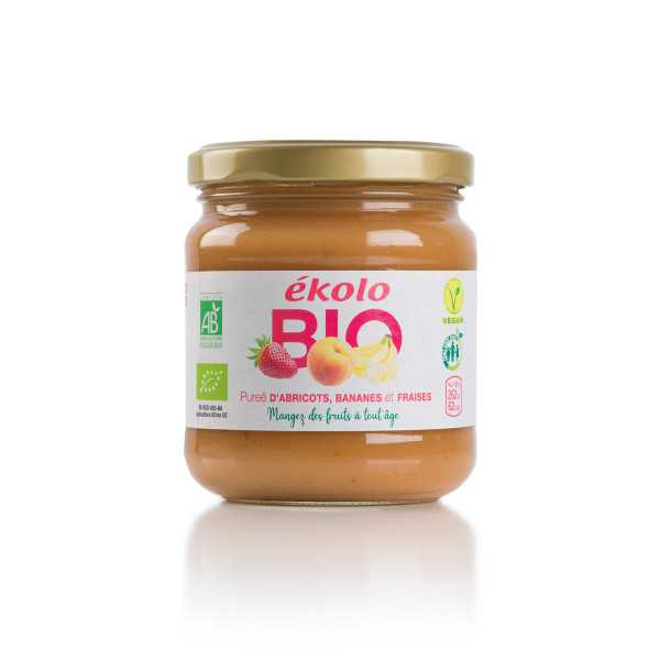 Purée de Peches, Bananes et Fraises bio
